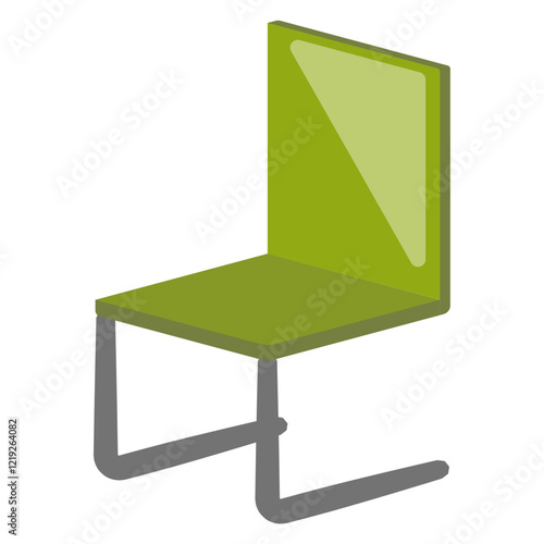 Green Chair Minimalist Illustration, Isolated on White Background, Clipart