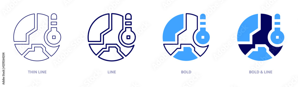 Global warming smart cities icon in 4 different styles. Thin Line, Line, Bold, and Bold Line. Duotone style. Editable stroke Global warming smart cities icon in 4 different styles. Thin Line, Line, Bold, and Bold Line. Duotone style. Editable stroke