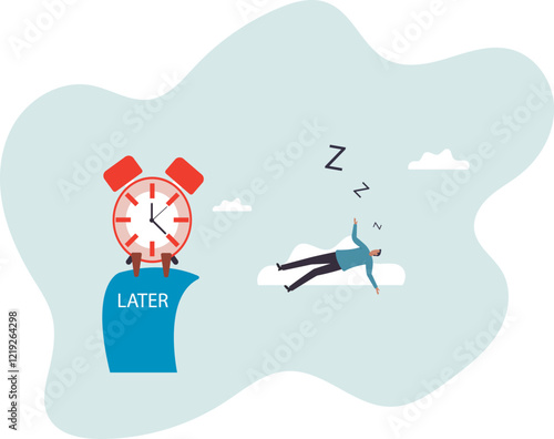 Procrastination do it later, postpone to work tomorrow, unproductive and excuse .business concept.flat character.