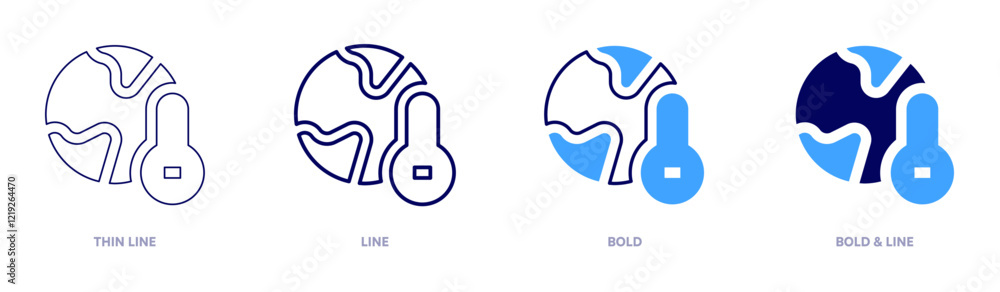 Global warming temperature icon in 4 different styles. Thin Line, Line, Bold, and Bold Line. Duotone style. Editable stroke Global warming temperature icon in 4 different styles. Thin Line, Line, Bold, and Bold Line. Duotone style. Editable stroke