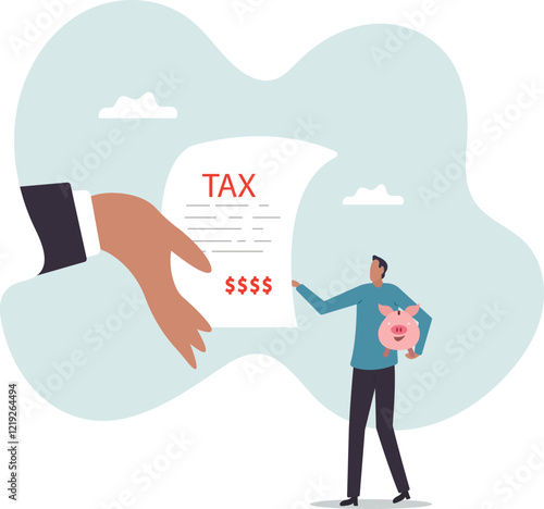 Tax burden or debt to pay for income tax, financial charge and duty to pay for government, accounting or bills,business concept.flat character.