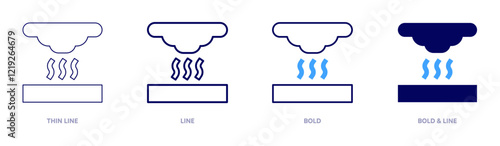 Greenhouse effect icon in 4 different styles. Thin Line, Line, Bold, and Bold Line. Duotone style. Editable stroke