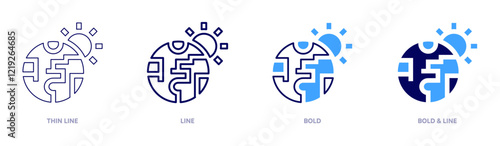 Global warming wildlife extinction icon in 4 different styles. Thin Line, Line, Bold, and Bold Line. Duotone style. Editable stroke