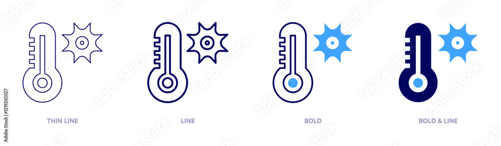 Thermometer icon in 4 different styles. Thin Line, Line, Bold, and Bold Line. Duotone style. Editable stroke Thermometer icon in 4 different styles. Thin Line, Line, Bold, and Bold Line. Duotone style. Editable stroke