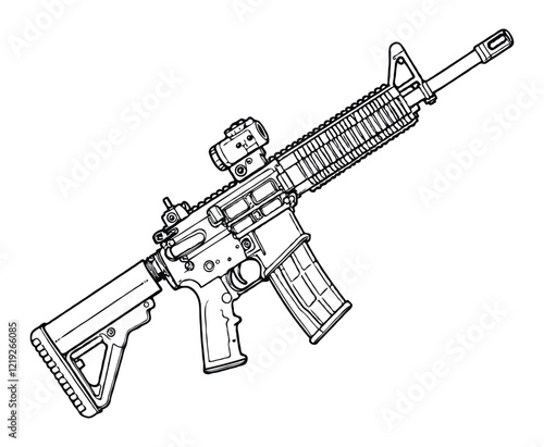 M4 Carbine weapon coloring page