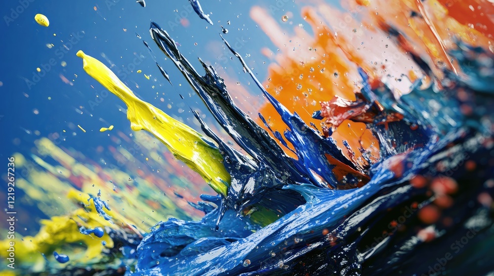 Abstract paint splashes in dynamic display Abstract paint splashes in dynamic display