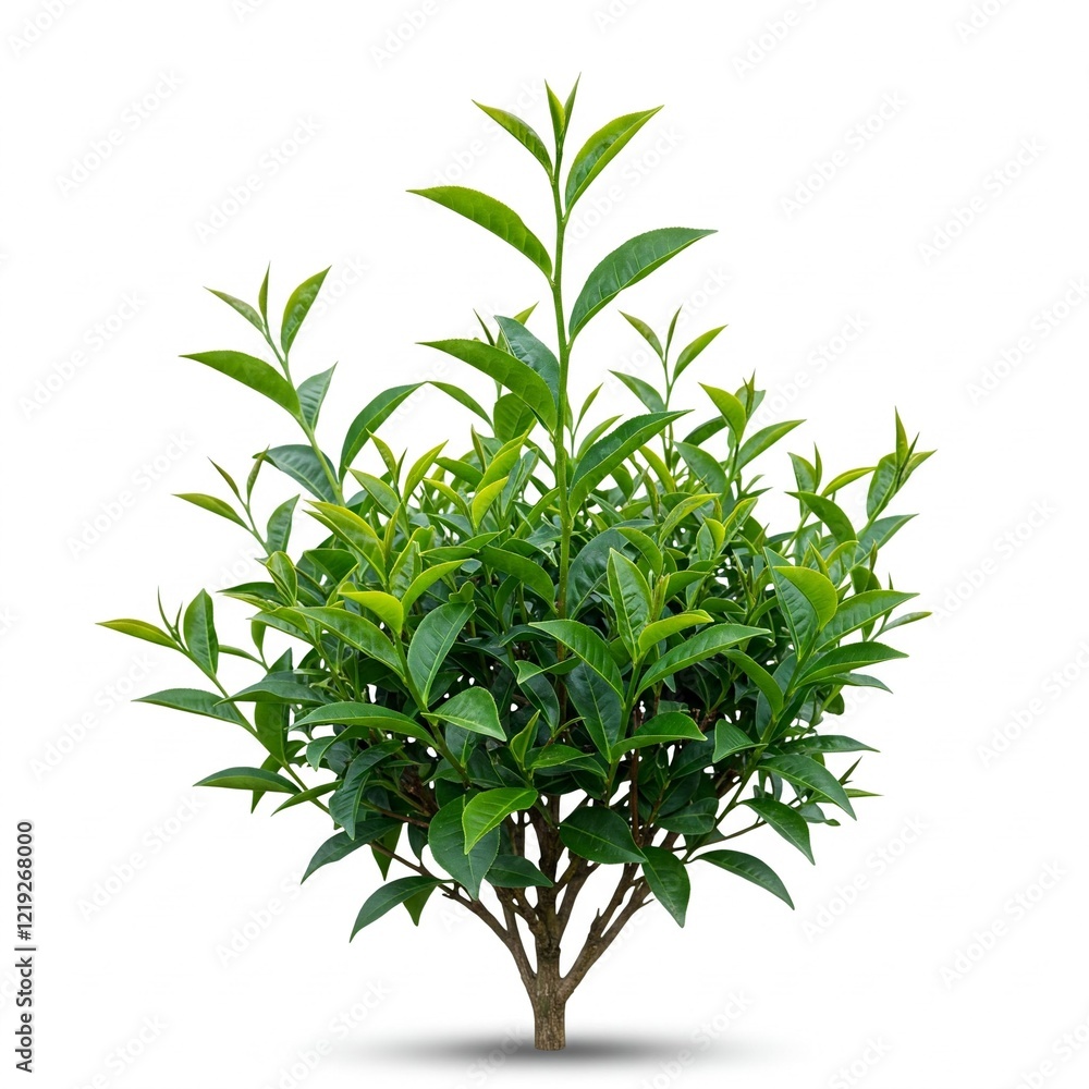 Fototapeta premium Green Tropical Plant Bush Isolated on White Background