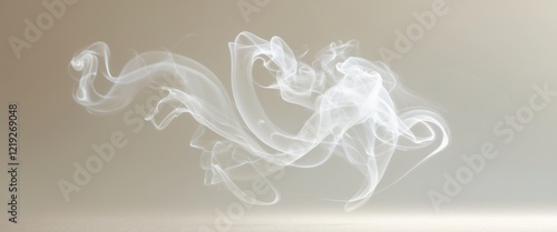 Delicate wisps of soft white smoke on a light background creating a serene atmosphere ideal for overlaying text or graphics photo