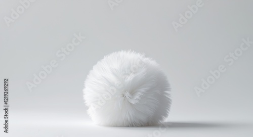 Fluffy white pom pom on a clean background. photo