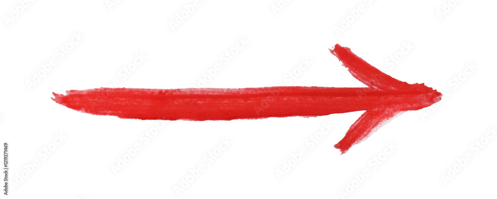 One red drawn arrow isolated on white One red drawn arrow isolated on white