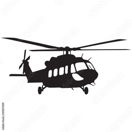 helicopter silhouette vector graphic, copter icon vector illustration