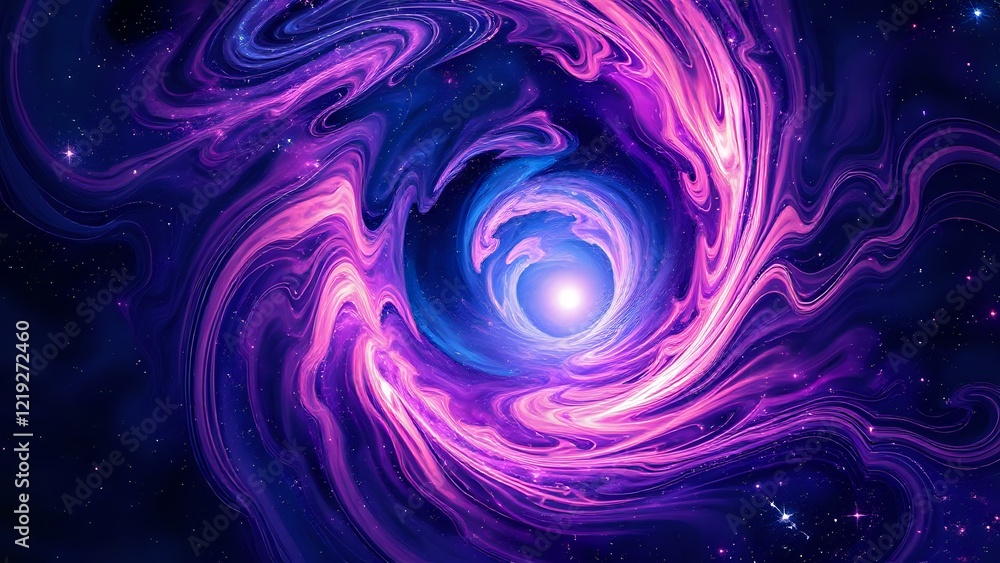 Cosmic Vortex: Swirling Galaxy in Deep Purple Night Sky Cosmic Vortex: Swirling Galaxy in Deep Purple Night Sky