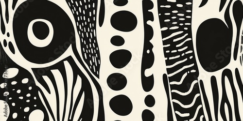 Bold black and white abstract pattern with organic shapes