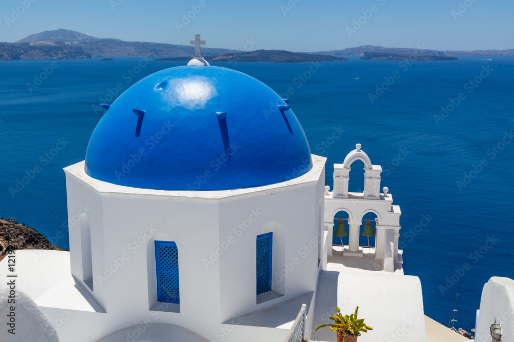 Dome of the church in Oia,Santorini,Greece