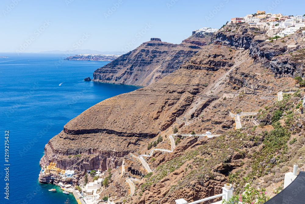 Karavolades stairs at Fira,Santorini,Greece