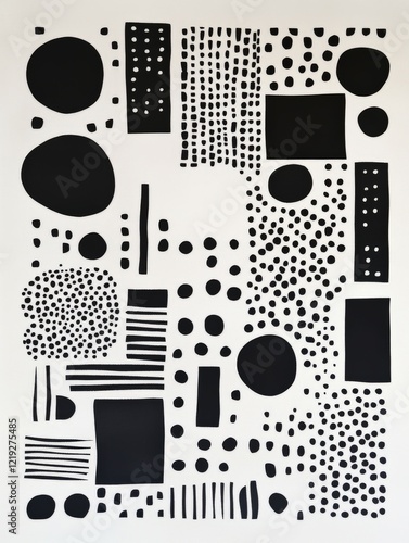 Wallpaper Mural Abstract black and white pattern full of shapes and lines Torontodigital.ca