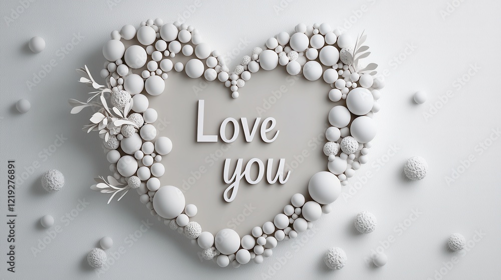 Obraz premium Minimalist 3D Heart Design with Spheres and White Elements for Love-Themed Decor and Art Projects