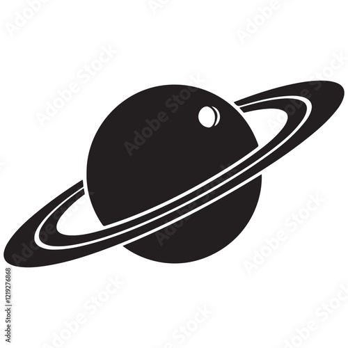 Planet Saturn with planetary ring vector, cosmos and planet silhouette