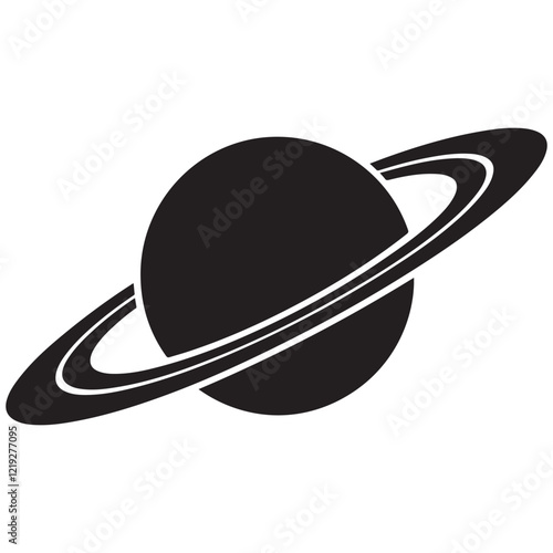 Planet Saturn with planetary ring vector, cosmos and planet silhouette