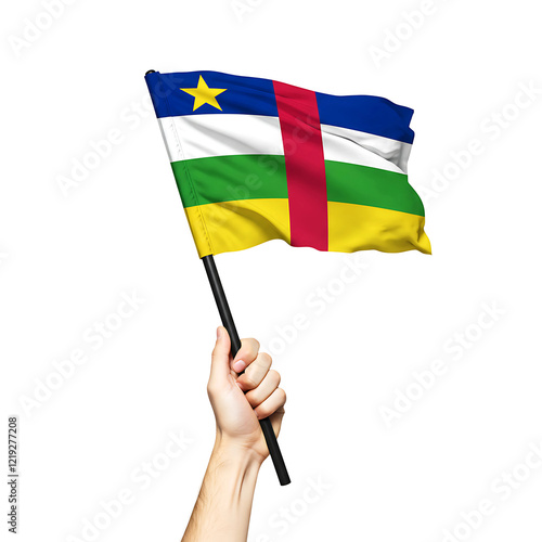 Central African Republic Flag Waving On Transparent Background photo