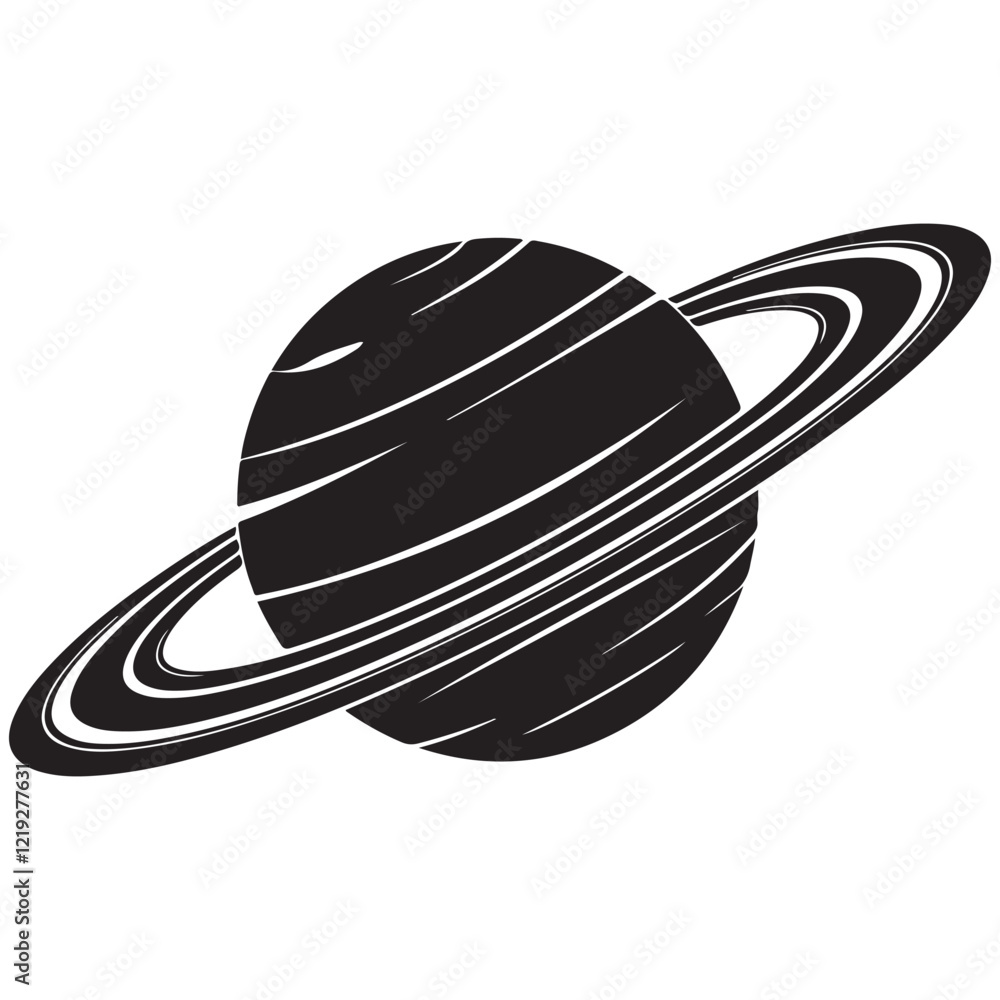 Planet Saturn with planetary ring vector, cosmos and planet silhouette Planet Saturn with planetary ring vector, cosmos and planet silhouette