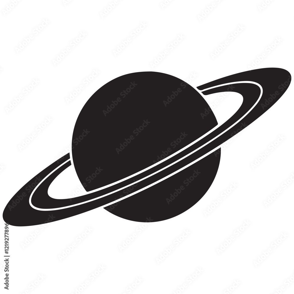 Planet Saturn with planetary ring vector, cosmos and planet silhouette Planet Saturn with planetary ring vector, cosmos and planet silhouette
