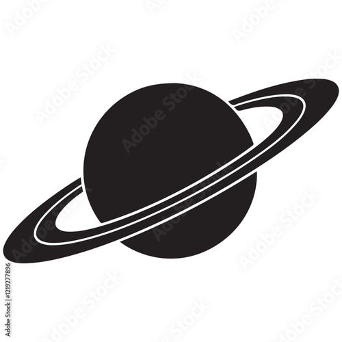 Planet Saturn with planetary ring vector, cosmos and planet silhouette