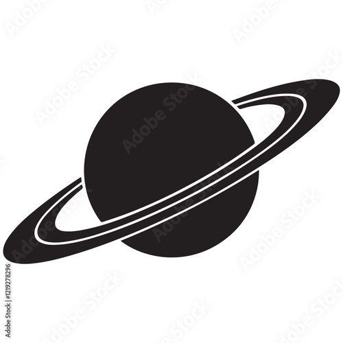 Planet Saturn with planetary ring vector, cosmos and planet silhouette