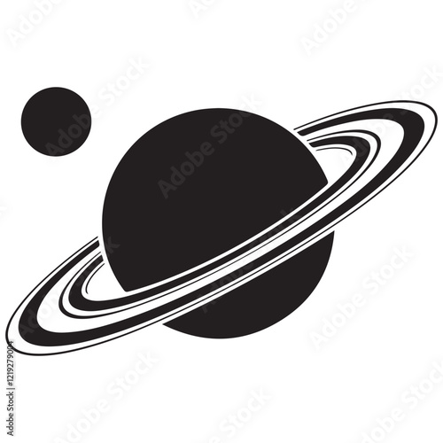 Planet Saturn with planetary ring vector, cosmos and planet silhouette