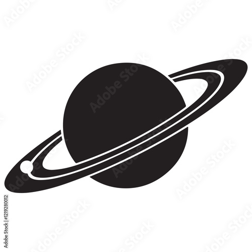 Planet Saturn with planetary ring vector, cosmos and planet silhouette