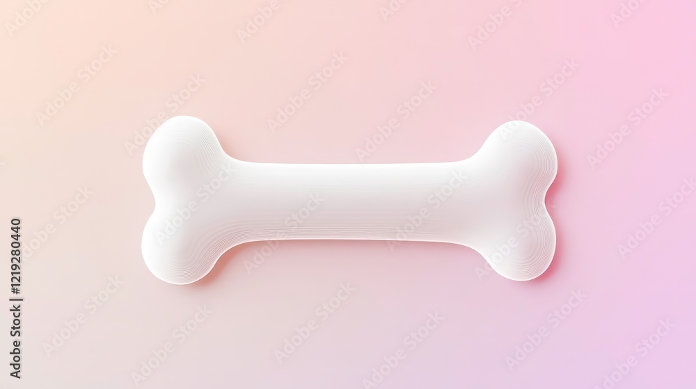 A single, white, 3D rendered bone shape on a pastel pink background. A single, white, 3D rendered bone shape on a pastel pink background.