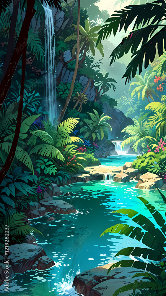 Enchantment of Tropical Waterfall Enchantment of Tropical Waterfall