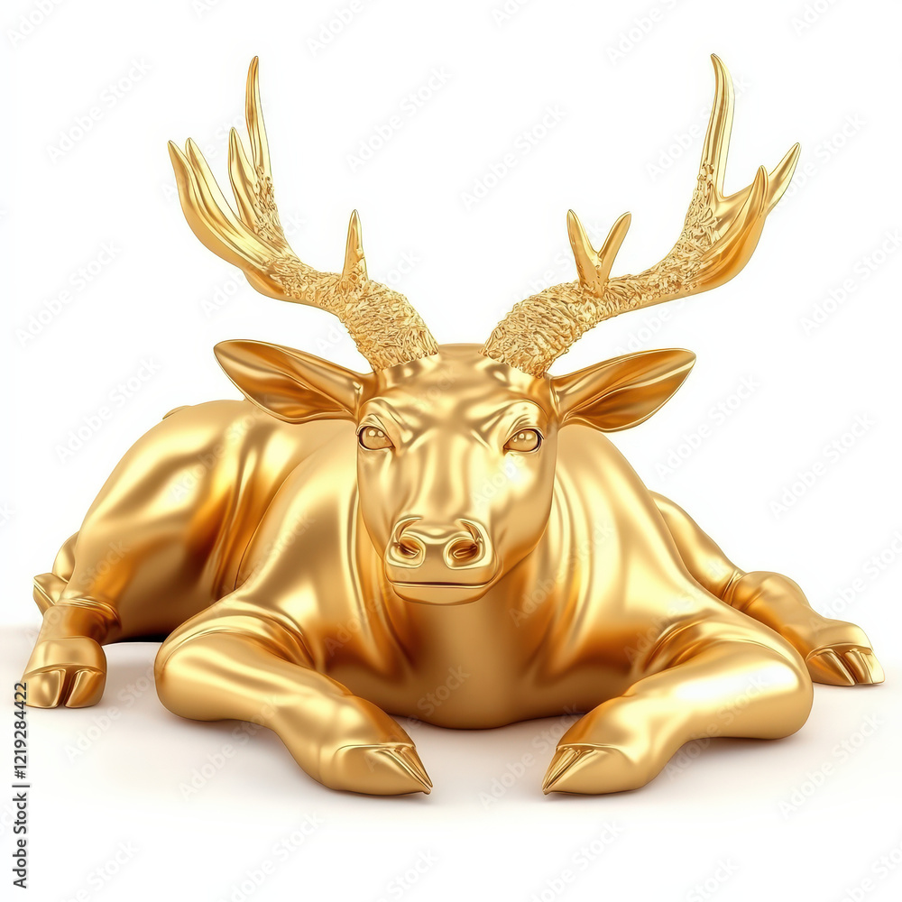 Golden Reposing Deer: Elegant, majestic, and richly detailed sculpture. Golden Reposing Deer: Elegant, majestic, and richly detailed sculpture.