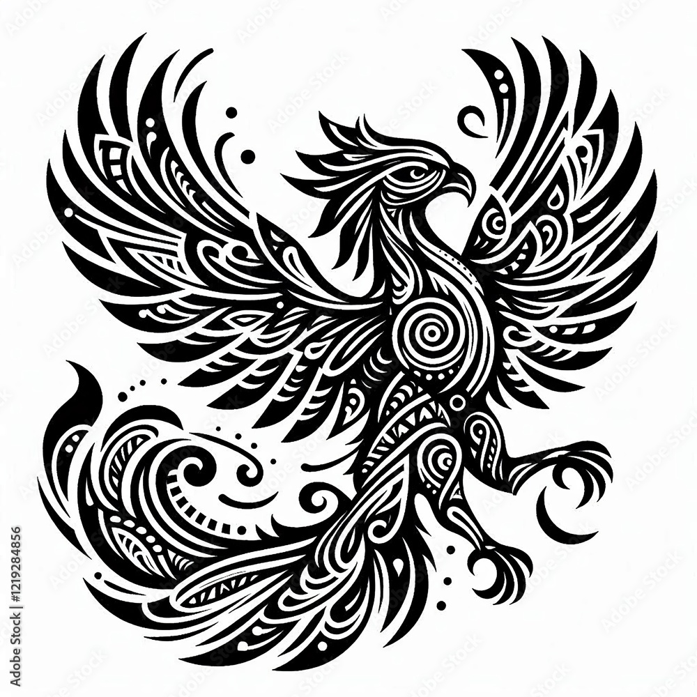 Obraz premium A majestic phoenix in an African tribal art style. Made with generative AI