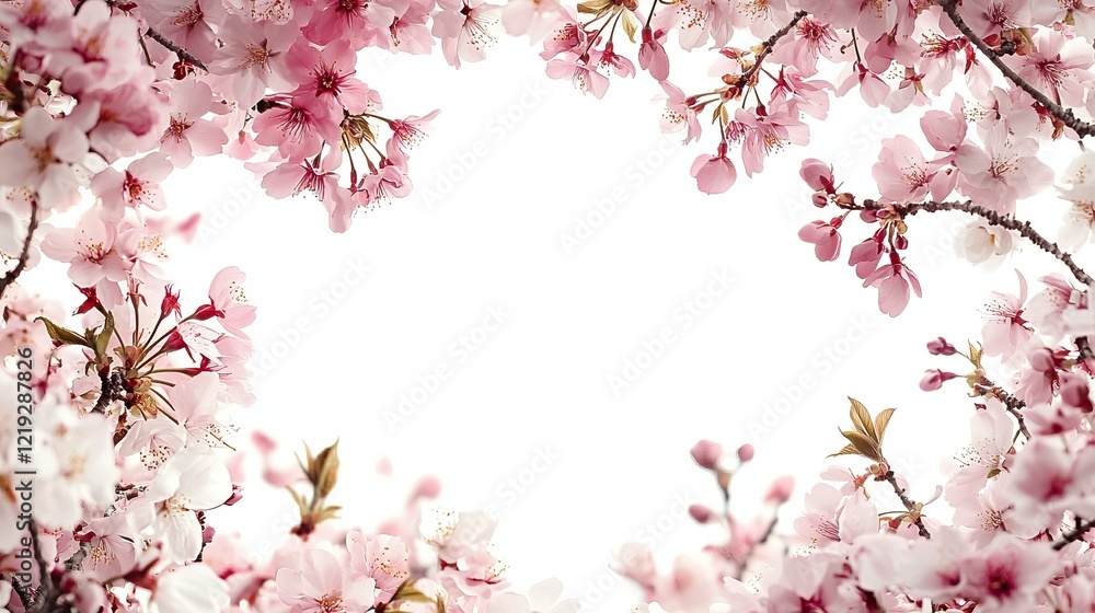 Beautiful Cherry Blossom Background with Delicate Pink Flowers in Full Bloom Surrounded by Lush Green Foliage Creating a Tranquil and Refreshing Spring Atmosphere in Nature Beautiful Cherry Blossom Background with Delicate Pink Flowers in Full Bloom Surrounded by Lush Green Foliage Creating a Tranquil and Refreshing Spring Atmosphere in Nature