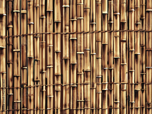 Background showcases the woven bamboo wall from Indonesia

