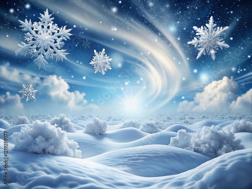 Wallpaper Mural Realistic 3D Render of Snow Weather: Cold Winter Meteorology Forecast with Falling Snowflakes and Clouds Torontodigital.ca