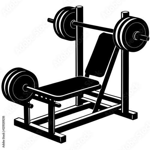 Weight Bench machine Silhouette vector with white background