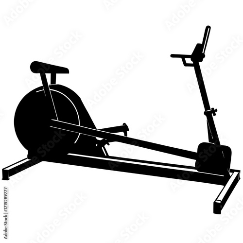 Rowing machine Silhouette vector with white background