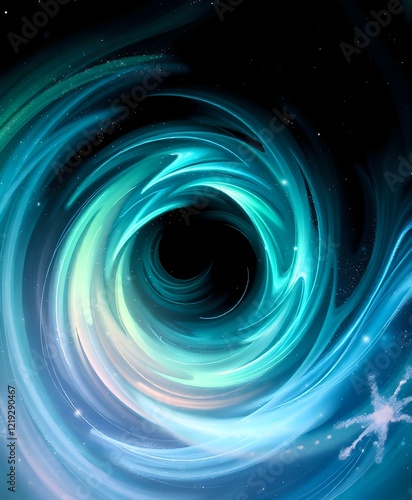 Cosmic Swirl: Vibrant Galaxy with Aurora-Inspired Colors photo