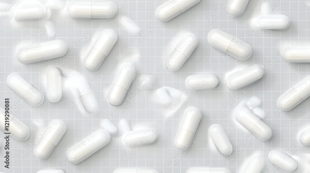 White medical capsules. Cut out on transparent White medical capsules. Cut out on transparent