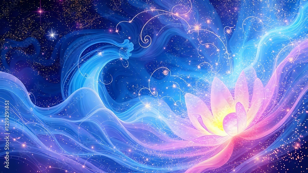 Obraz premium Cosmic Bloom Galaxy Night Scene Wallpaper