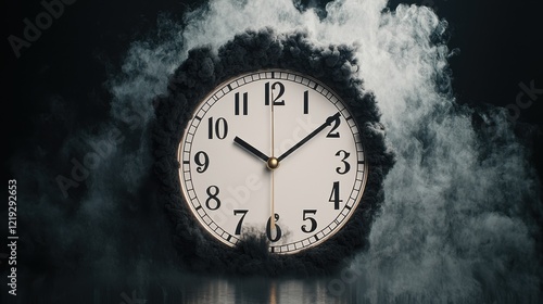 Wallpaper Mural Clock surrounded by smoke, symbolizing time and mystery. PM2.5 concept Torontodigital.ca