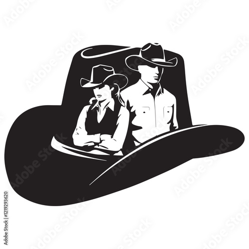 Women summer hat silhouette, black and white silhouette, vector and illustration