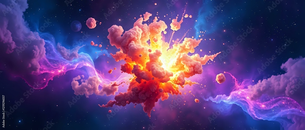 Vibrant Cosmic Explosion - Galaxy Wallpaper with Stellar Blast Vibrant Cosmic Explosion - Galaxy Wallpaper with Stellar Blast