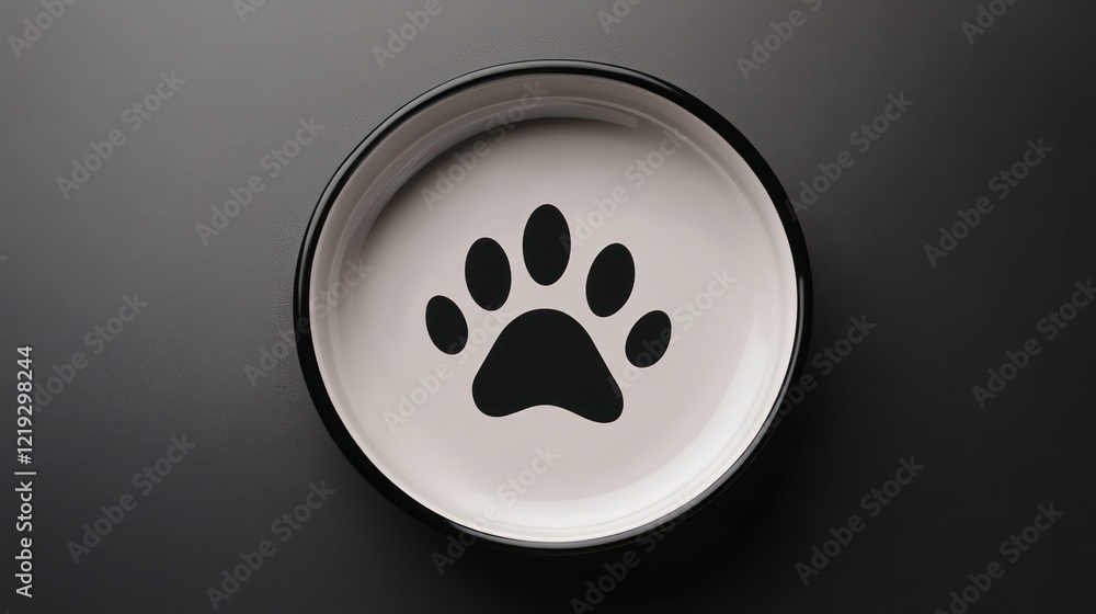 Empty pet bowl with paw print. Empty pet bowl with paw print.