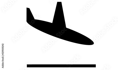 飛行機　ピクトグラム　マーク　アイコン　着陸　シルエット