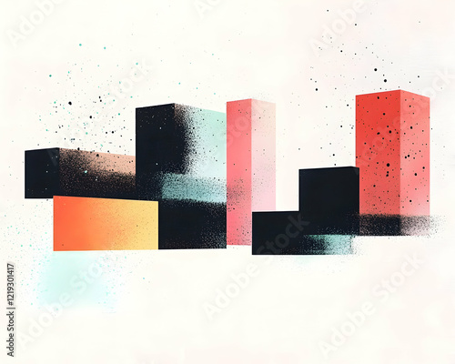 Abstract city skyline, geometric buildings, pastel colors, urban growth, background texture, ideal for website header photo