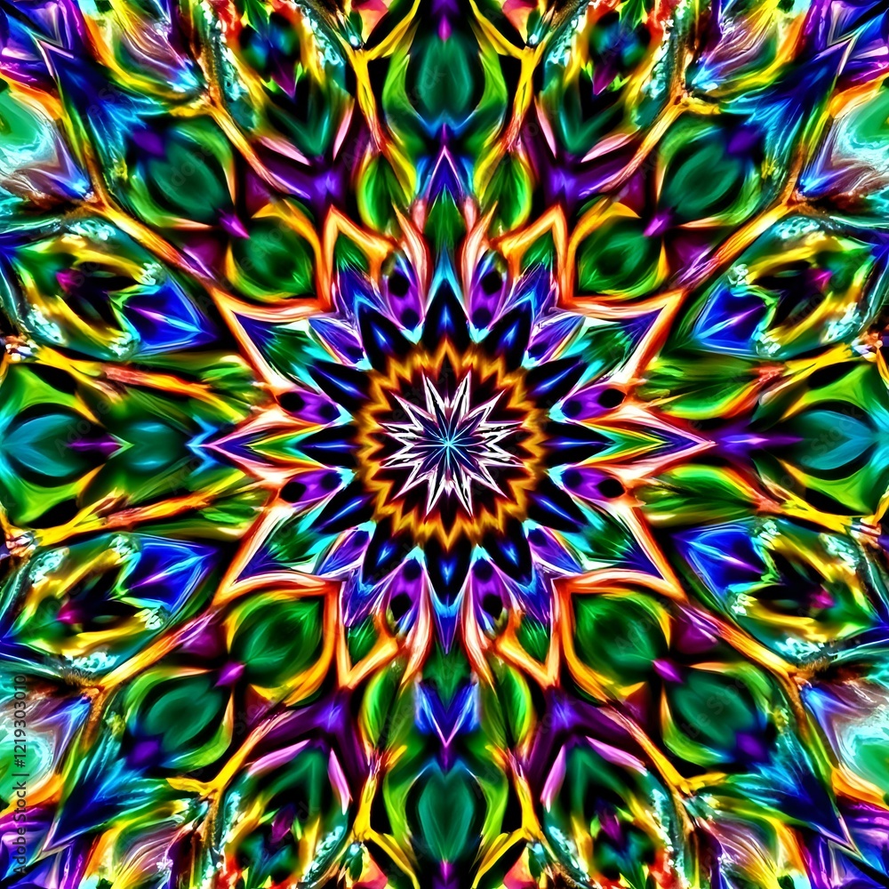 Vibrant Cosmic Bloom - Abstract Sacred Geometry Art Vibrant Cosmic Bloom - Abstract Sacred Geometry Art