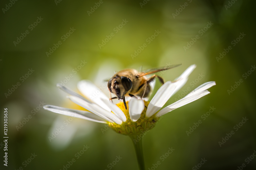 bee sitting on a blossom from a tripleurospermum maritimum bee sitting on a blossom from a tripleurospermum maritimum